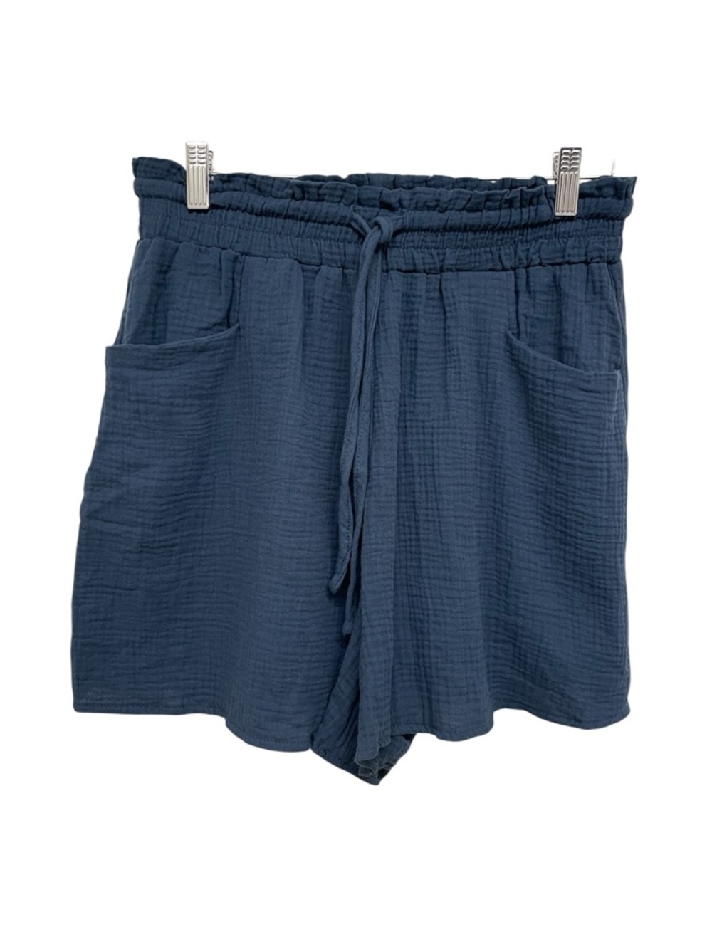 NWT Cupshe Navy Crinkle Drawstring Shorts - Women’s Large